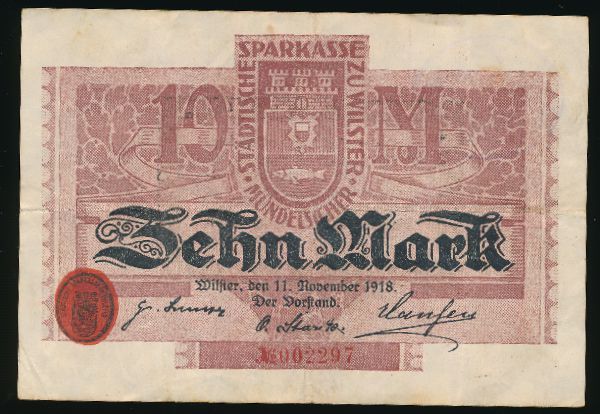 Вильстер., 10 марок (1918 г.)
