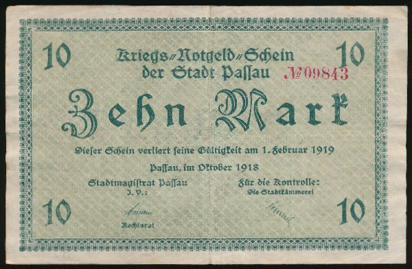 Пассау., 10 марок (1919 г.)