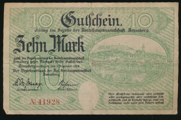 Аннаберг-Буххольц., 10 марок (1918 г.)
