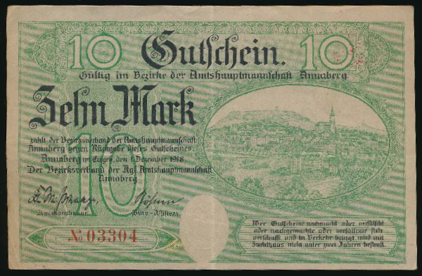Аннаберг-Буххольц., 10 марок (1918 г.)