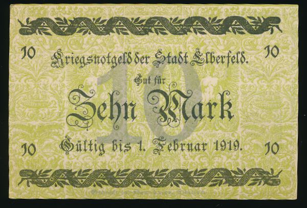 Эльберфельд., 10 марок (1919 г.)