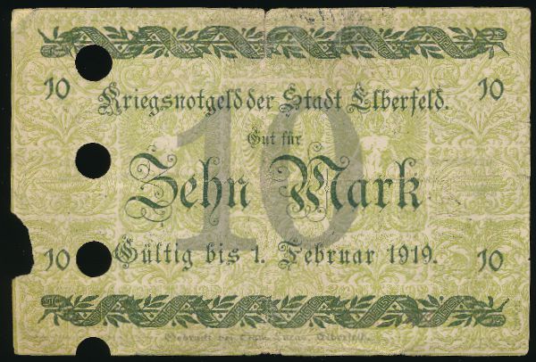 Эльберфельд., 10 марок (1919 г.)