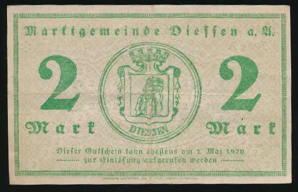 Диссен-ам-Тойтобургер-Вальд., 2 марки (1920 г.)