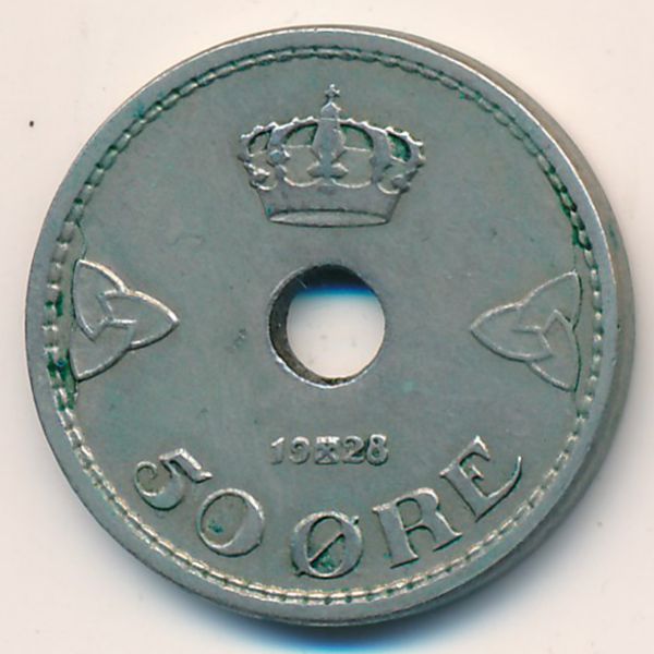 Норвегия, 50 эре (1928 г.)