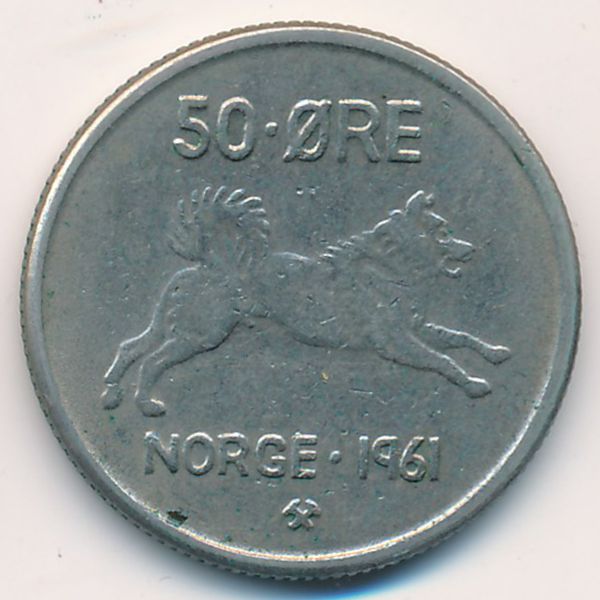 Норвегия, 50 эре (1961 г.)