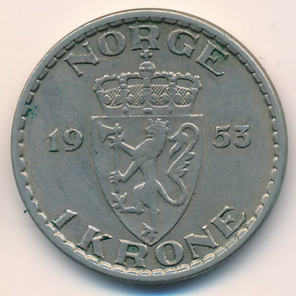 Норвегия, 1 крона (1953 г.)