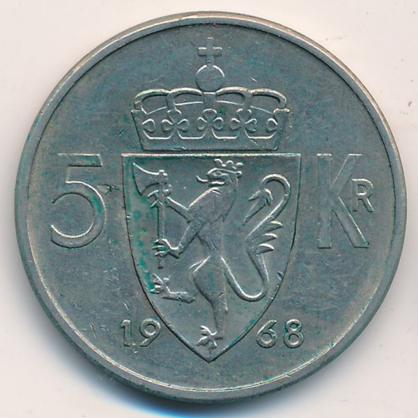 Норвегия, 5 крон (1968 г.)