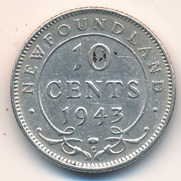 Ньюфаундленд, 10 центов (1943 г.)