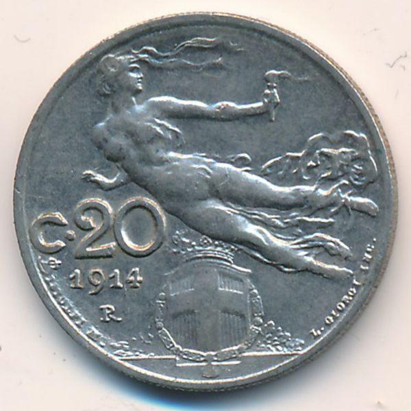 Италия, 20 чентезимо (1914 г.)