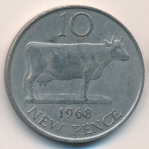 Гернси, 10 новых пенсов (1968 г.)