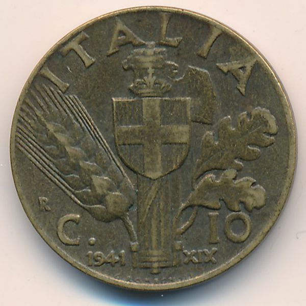 Италия, 10 чентезимо (1941 г.)