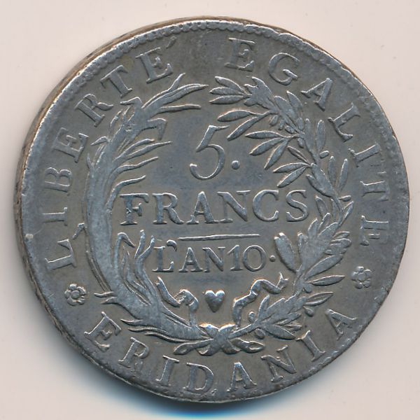 Пьемонт, 5 франков (1801 г.)
