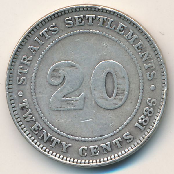 Стрейтс-Сетлментс, 20 центов (1886 г.)