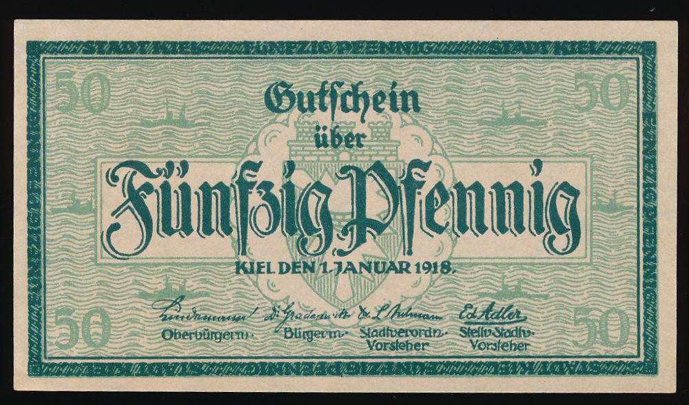 Киль., 50 пфеннигов (1918 г.)