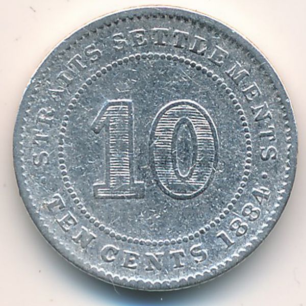 Стрейтс-Сетлментс, 10 центов (1884 г.)