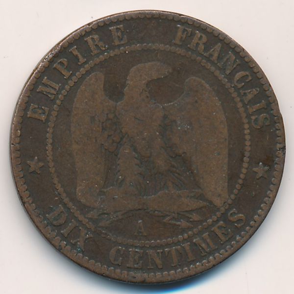 Франция, 10 сентим (1853 г.)