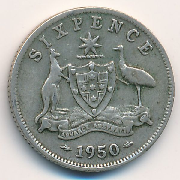 Австралия, 6 пенсов (1950 г.)