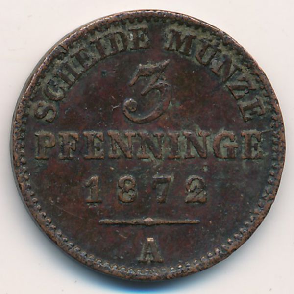 Пруссия, 3 пфеннинга (1872 г.)