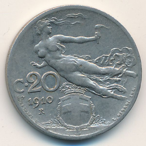 Италия, 20 чентезимо (1910 г.)
