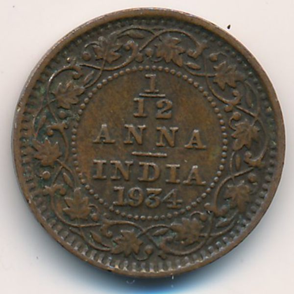 Британская Индия, 1/12 анны (1934 г.)