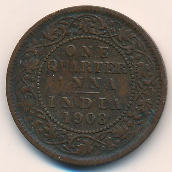 Британская Индия, 1/4 анны (1908 г.)