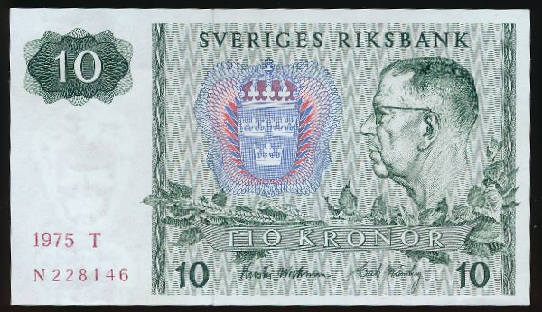 Швеция, 10 крон (1975 г.)