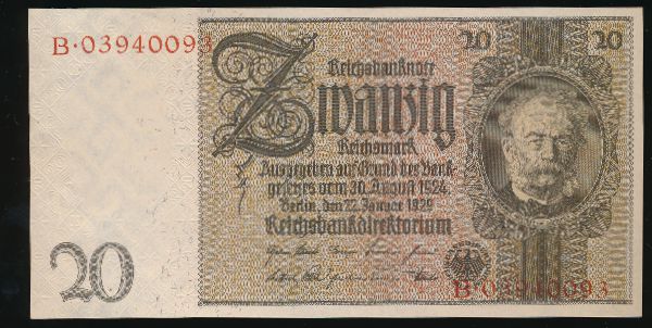 Веймарская республика, 20 рейхсмарок (1924 г.)