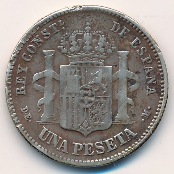 Испания, 1 песета (1876 г.)