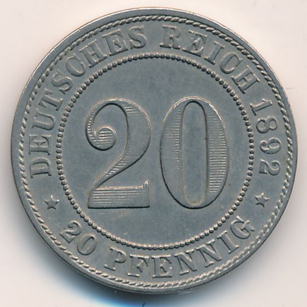 Германия, 20 пфеннигов (1892 г.)