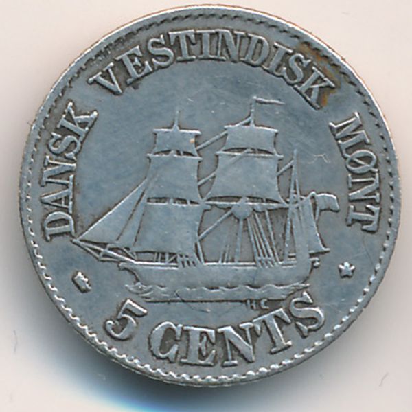 Датская Западная Индия, 5 центов (1859 г.)