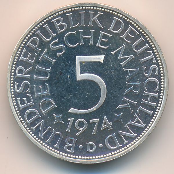 ФРГ, 5 марок (1974 г.)