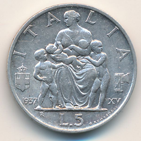 Италия, 5 лир (1937 г.)