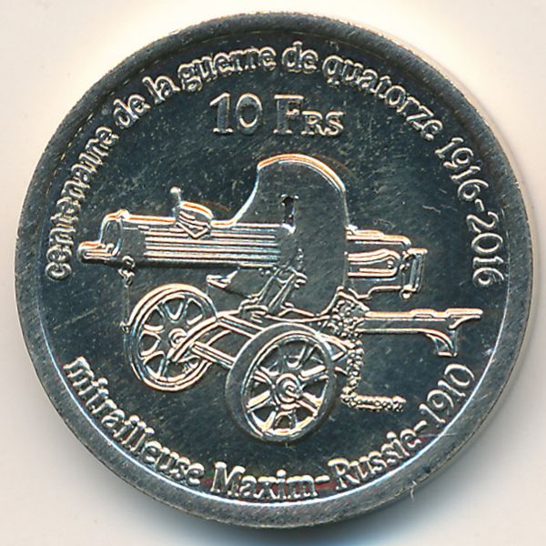 Остров Жуан-ди-Нова., 10 франков (2016 г.)