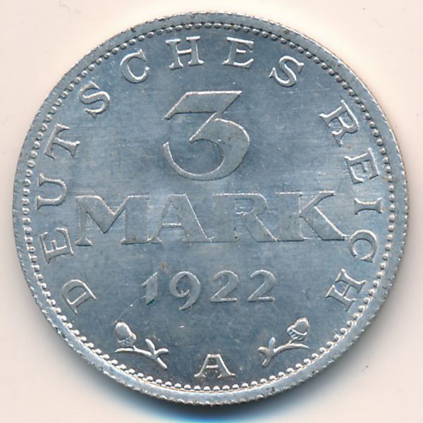 Веймарская республика, 3 марки (1922 г.)