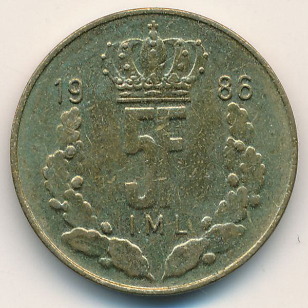 Люксембург, 5 франков (1986 г.)