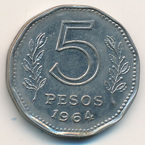 Аргентина, 5 песо (1964 г.)