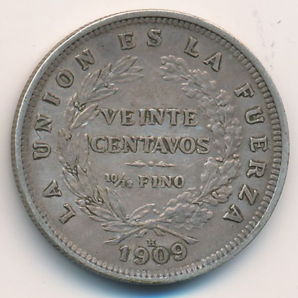 Боливия, 20 сентаво (1909 г.)