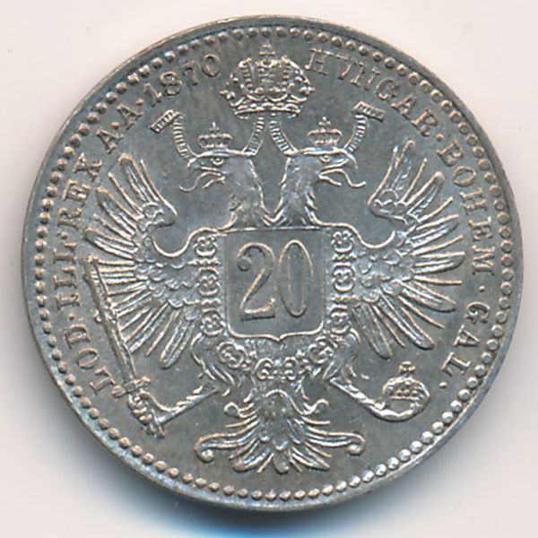 Австрия, 20 крейцеров (1870 г.)