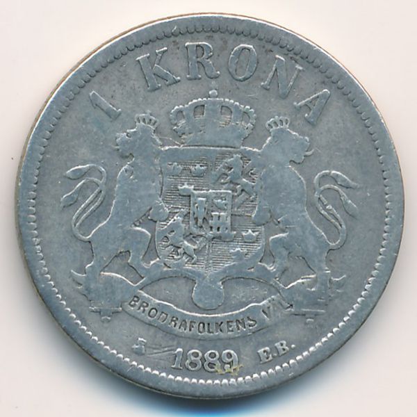 Швеция, 1 крона (1889 г.)