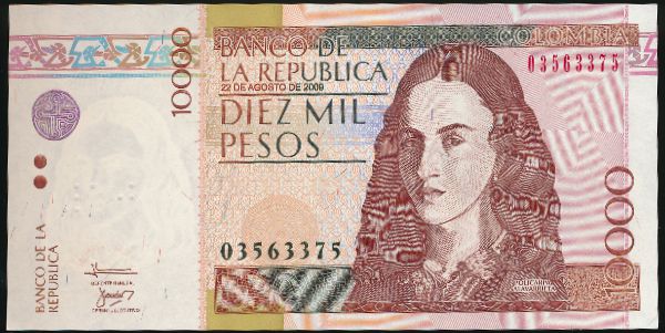 Колумбия, 10000 песо (2009 г.)