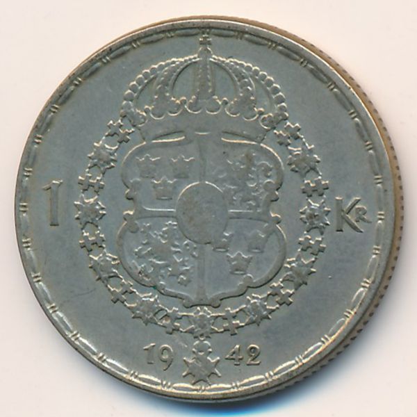 Швеция, 1 крона (1942 г.)