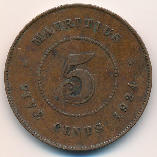 Маврикий, 5 центов (1924 г.)
