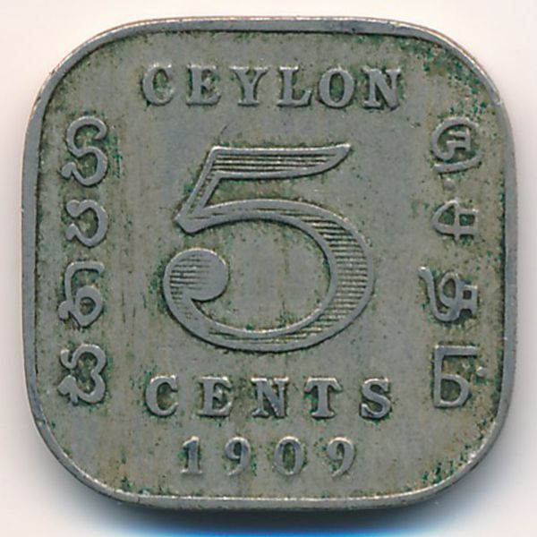 Цейлон, 5 центов (1909 г.)