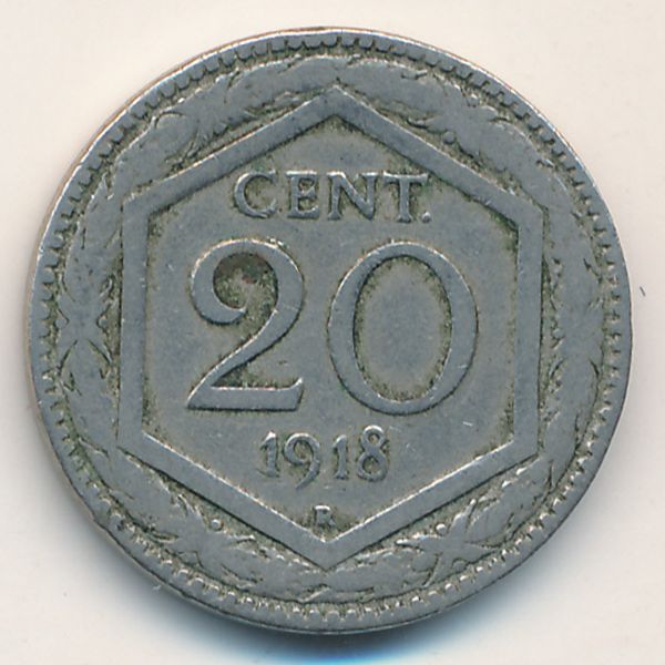 Италия, 20 чентезимо (1918 г.)