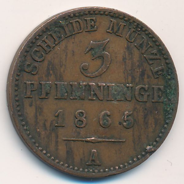 Пруссия, 3 пфеннинга (1865 г.)