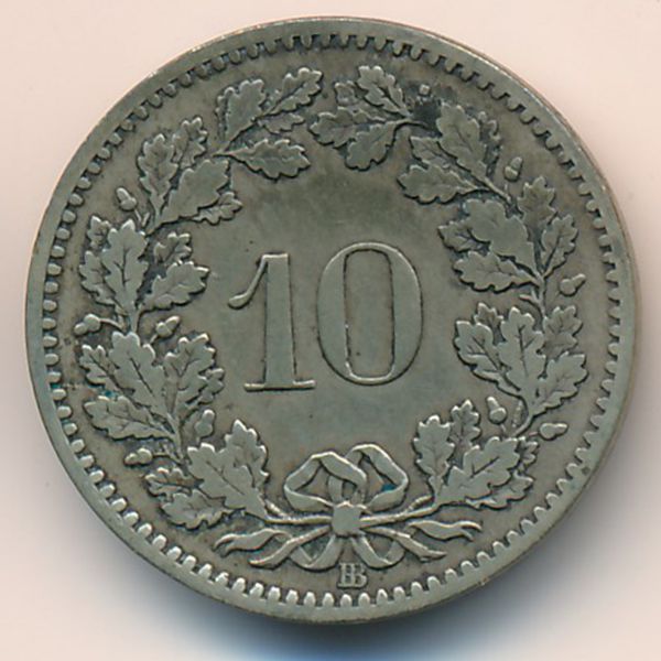 Швейцария, 10 раппенов (1850 г.)