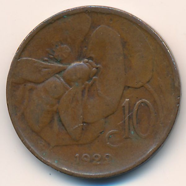 Италия, 10 чентезимо (1922 г.)