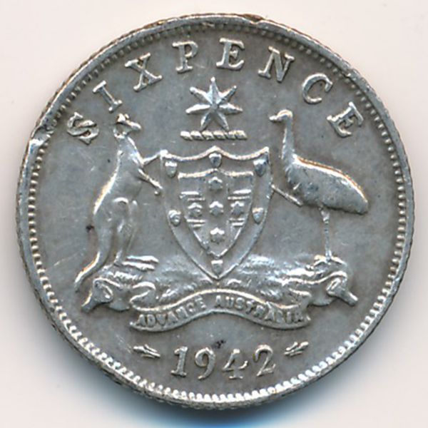 Австралия, 6 пенсов (1942 г.)