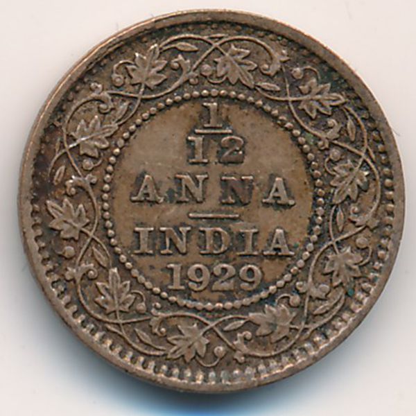 Британская Индия, 1/12 анны (1929 г.)