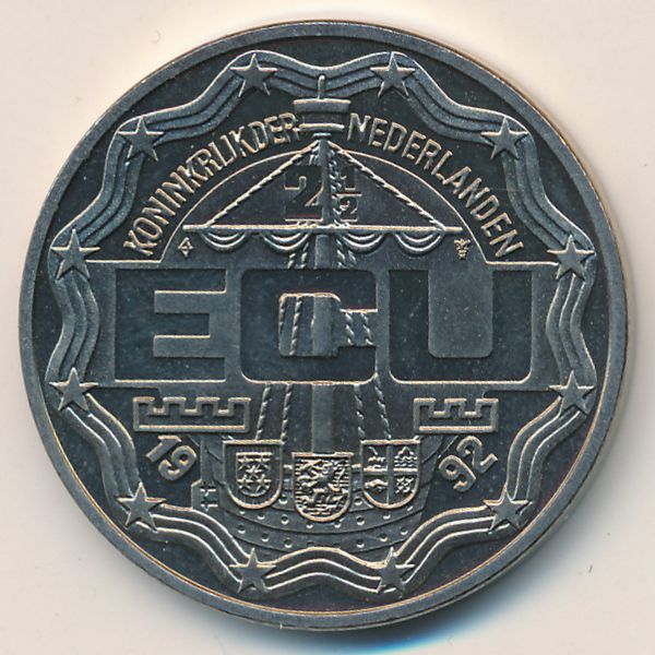 Нидерланды., 2 1/2 экю (1992 г.)